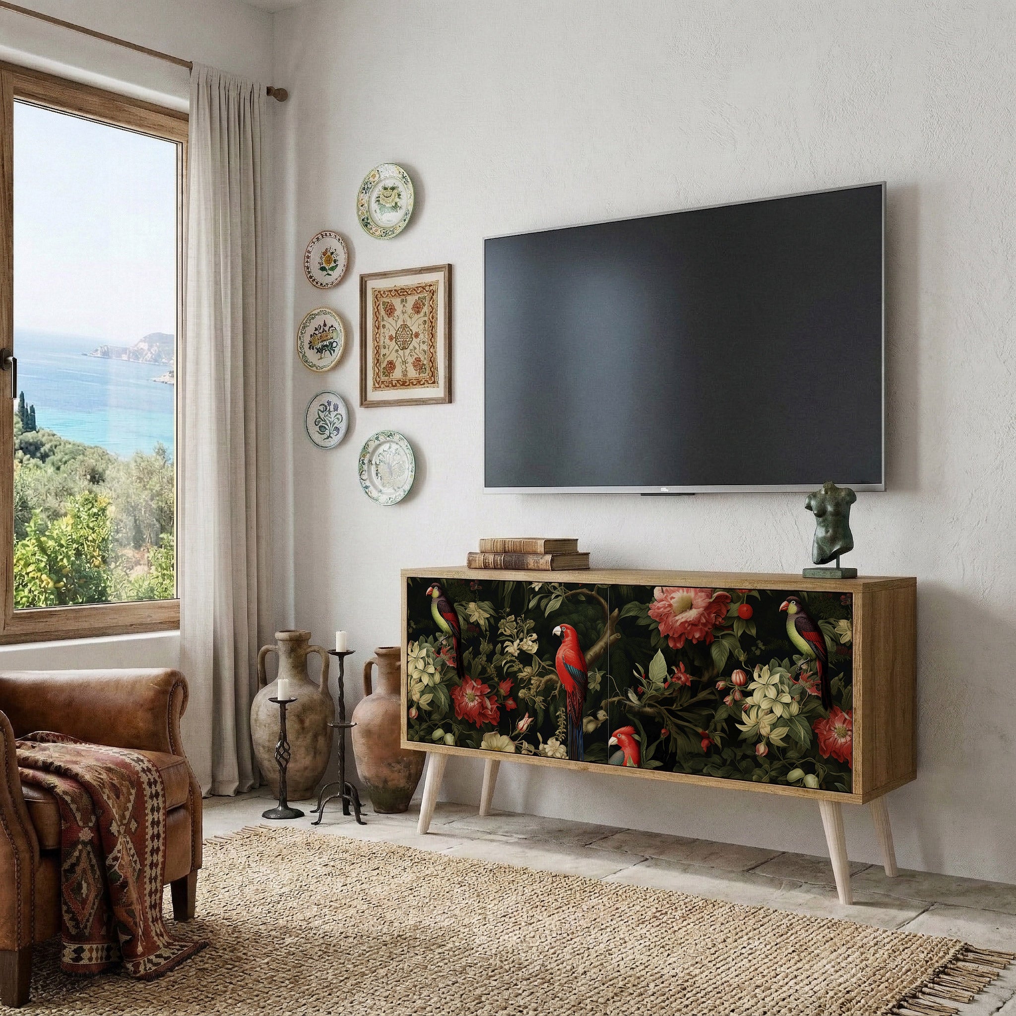 AVIAN GREENERY Kompakt TV-bänk med 2 dörrar