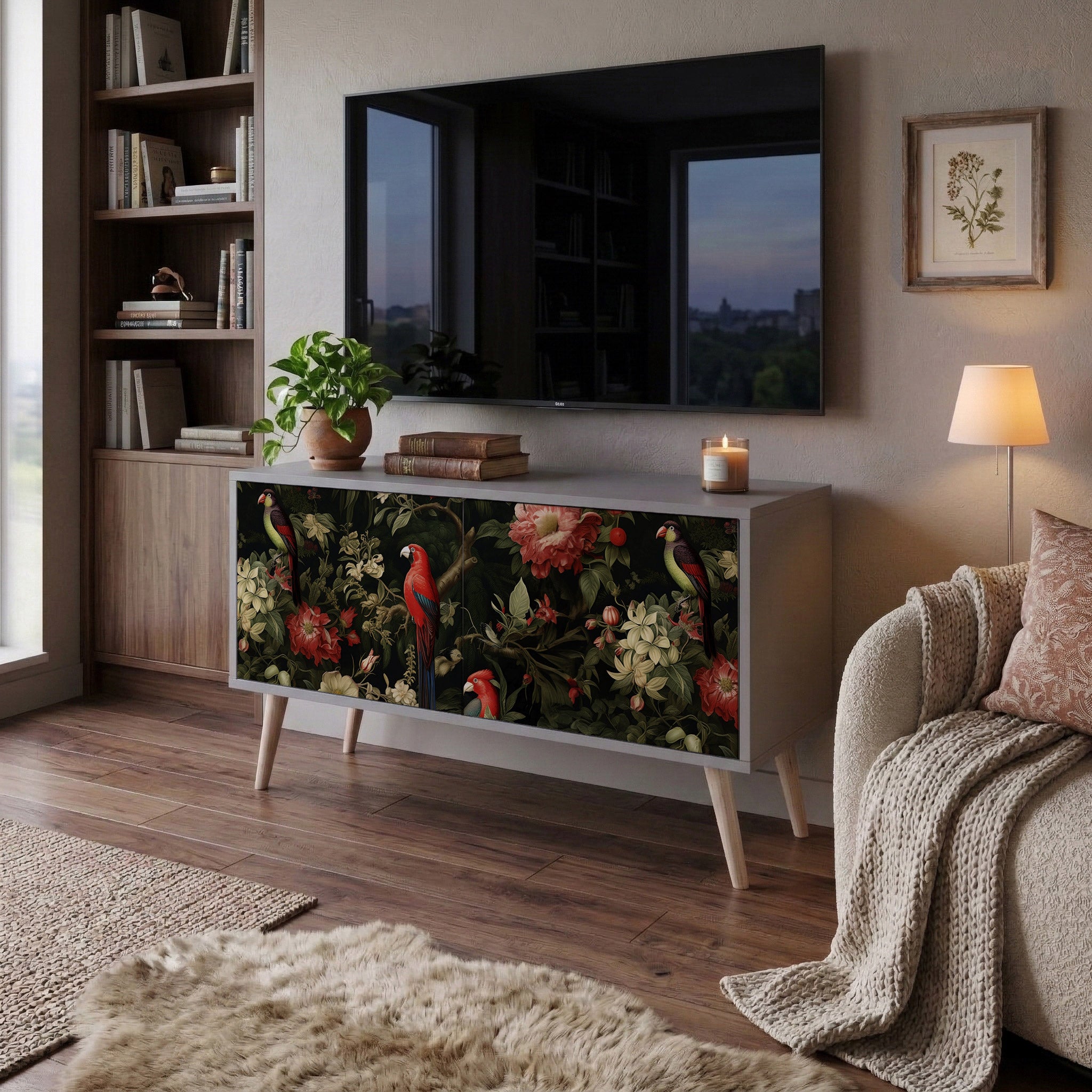 AVIAN GREENERY Kompakt TV-bänk med 2 dörrar