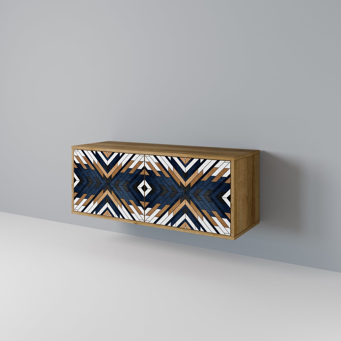 ARTFUL GEOMETRY Kompakt TV-bänk med 2 dörrar
