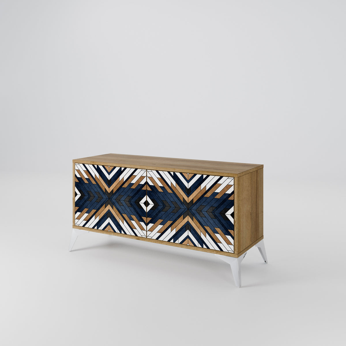 ARTFUL GEOMETRY Kompakt TV-bänk med 2 dörrar