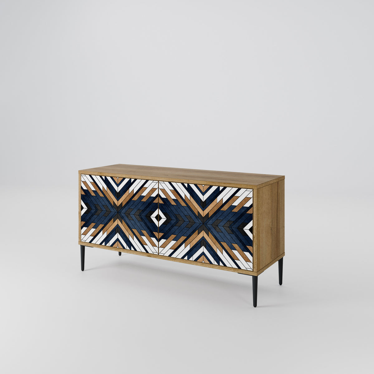 ARTFUL GEOMETRY Kompakt TV-bänk med 2 dörrar