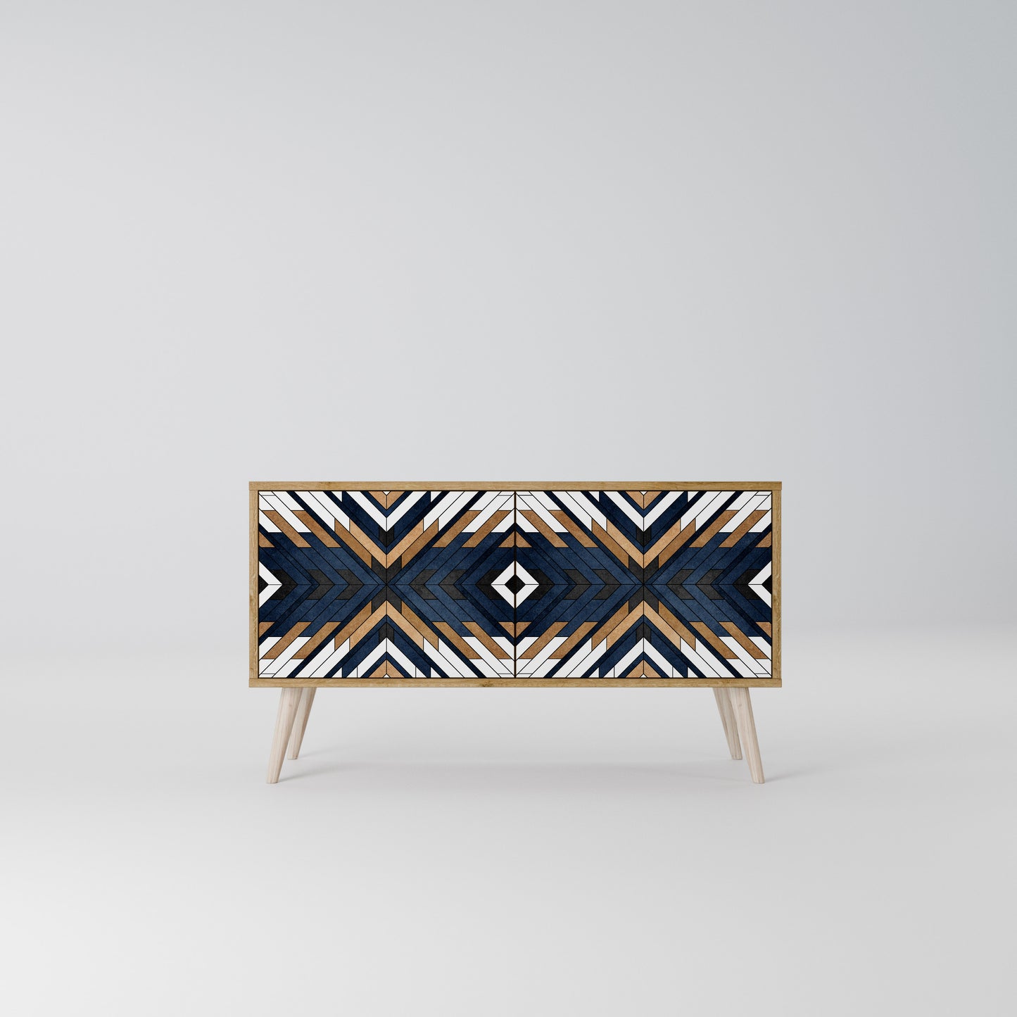 ARTFUL GEOMETRY Kompakt TV-bänk med 2 dörrar