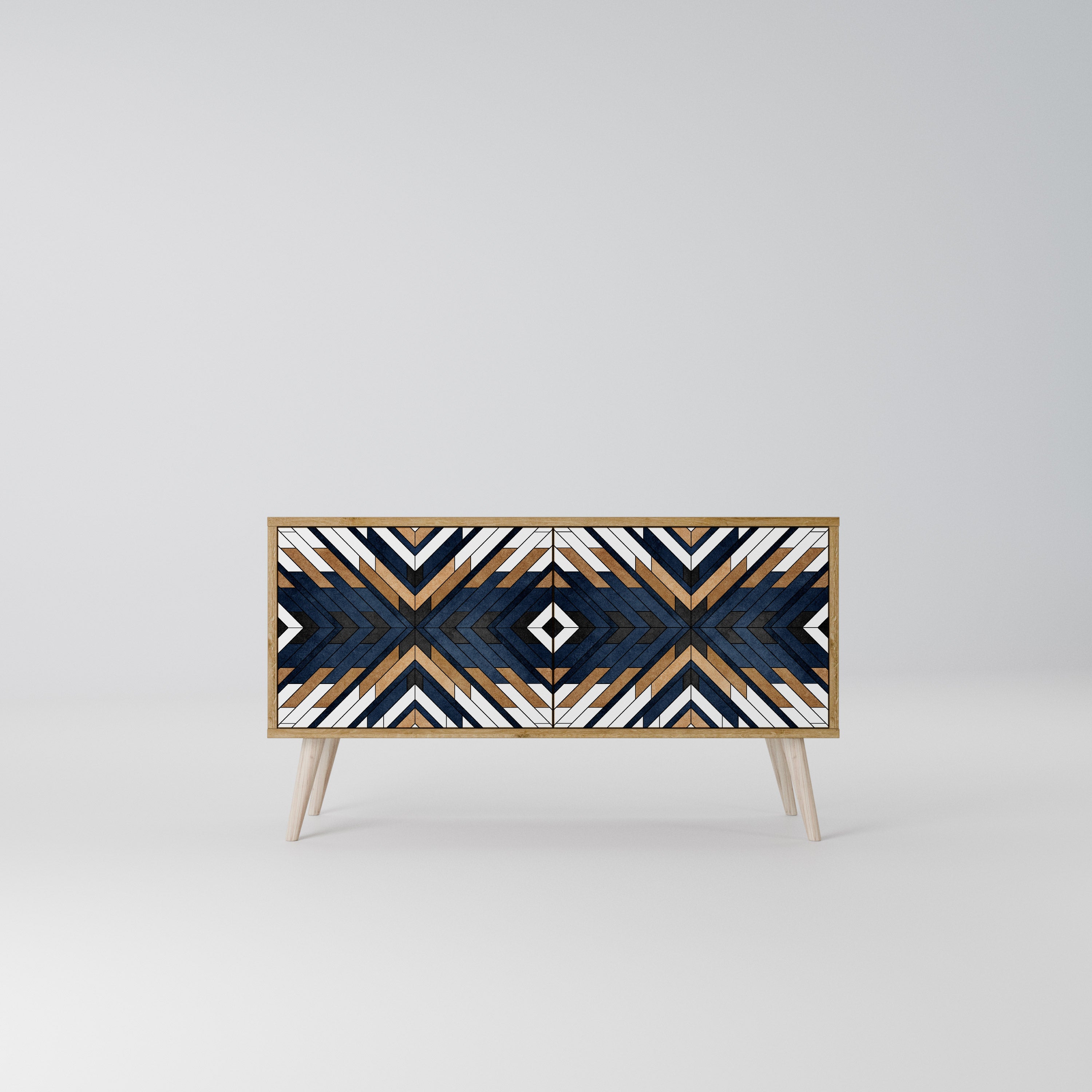 ARTFUL GEOMETRY Kompakt TV-bänk med 2 dörrar