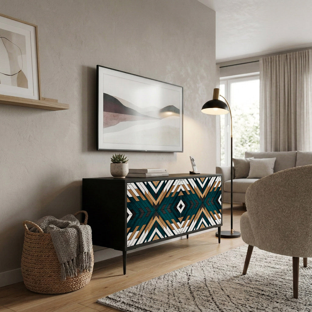 ARTISTIC GEOMETRY Kompakt TV-bänk med 2 dörrar