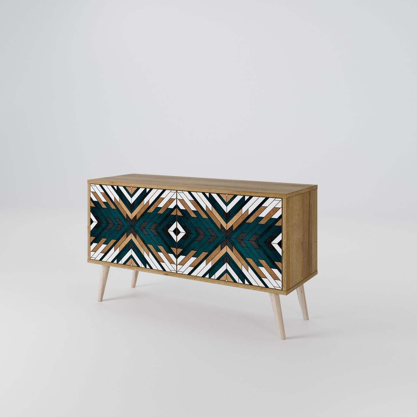 ARTISTIC GEOMETRY Kompakt TV-bänk med 2 dörrar