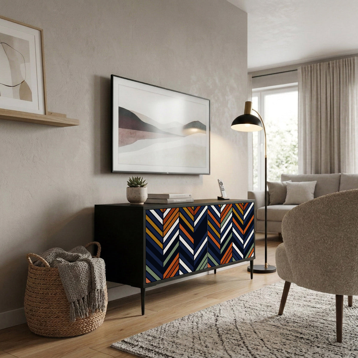 VIBRANT PATCHWORK Kompakt TV-bänk med 2 dörrar