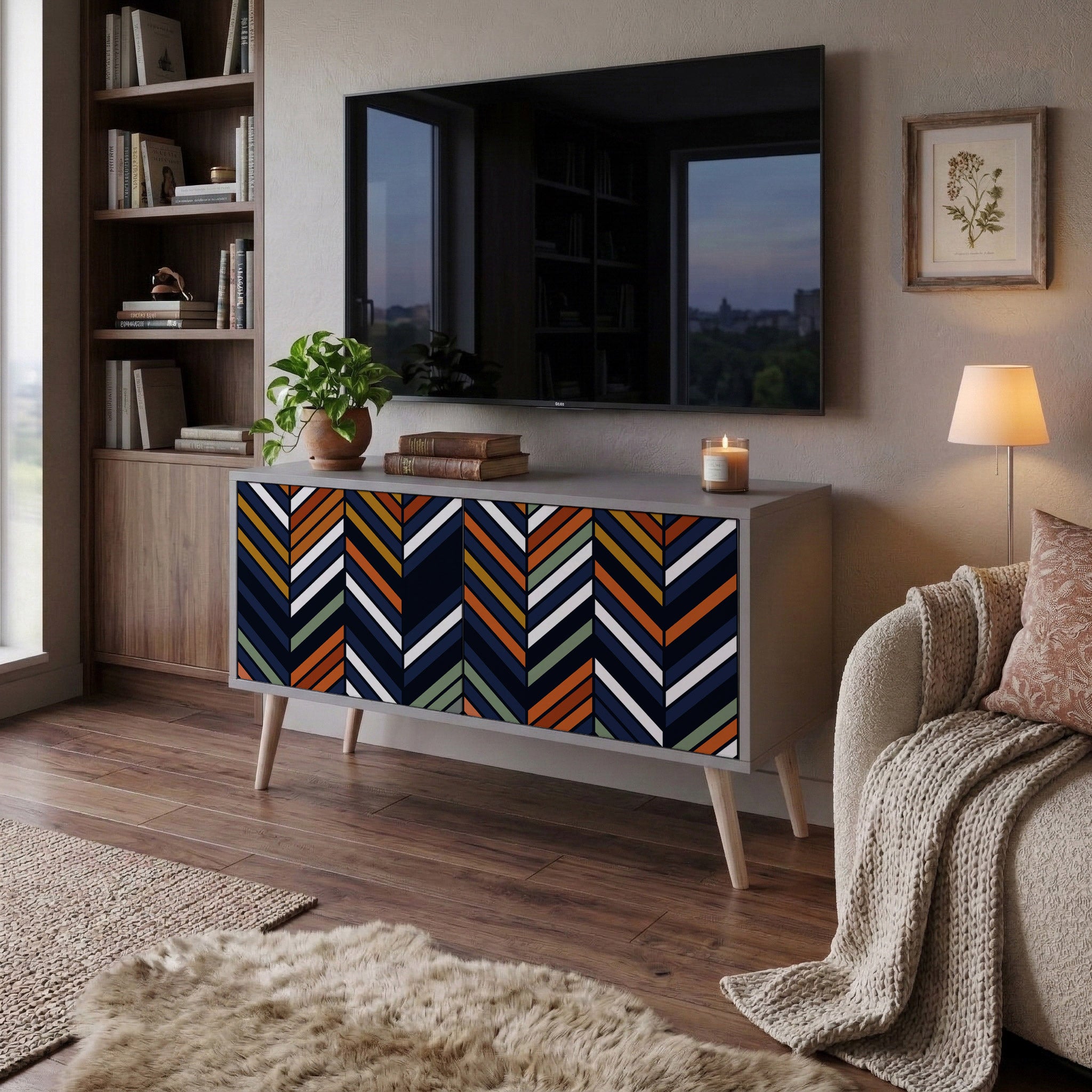 VIBRANT PATCHWORK Kompakt TV-bänk med 2 dörrar