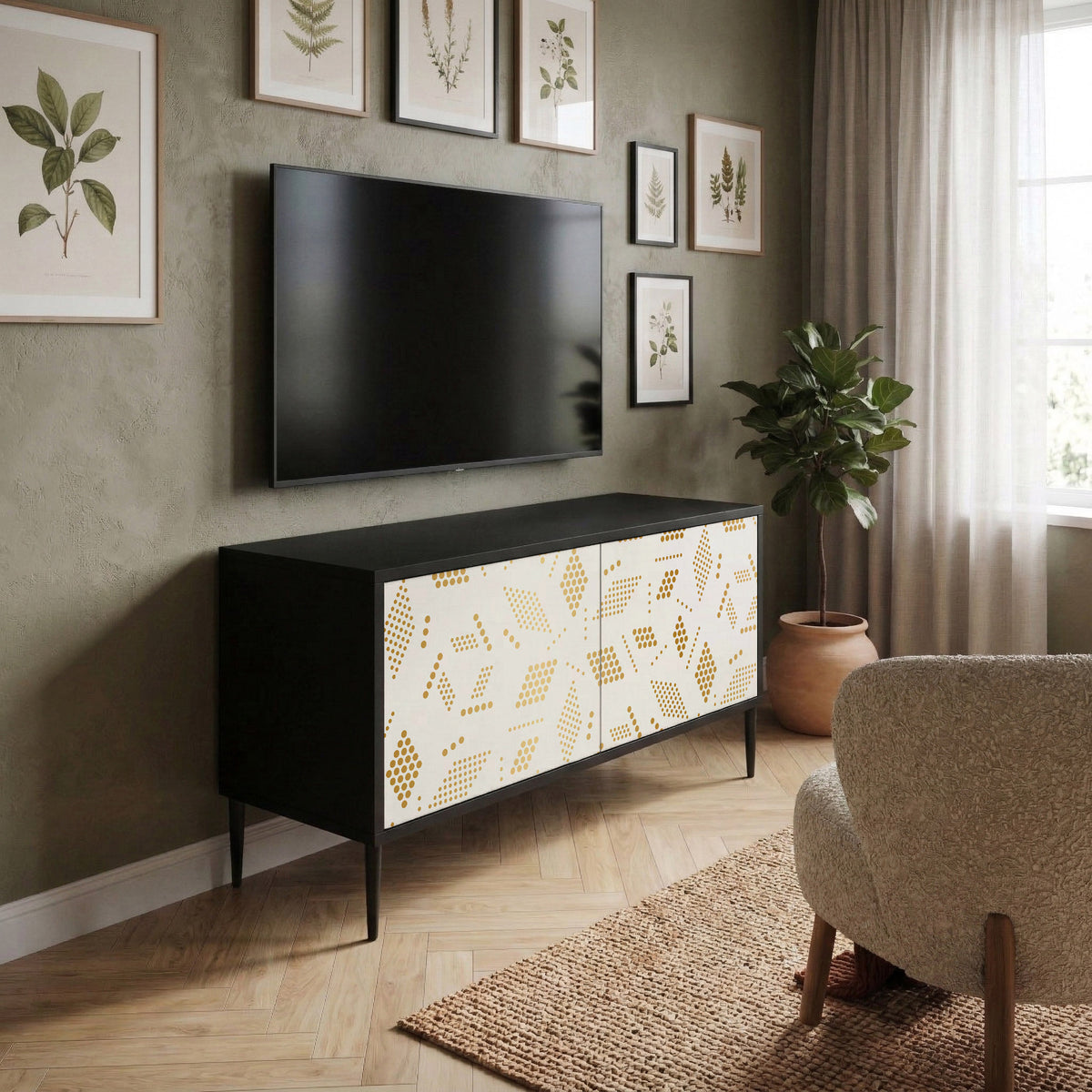 SPOTTED DAZE Kompakt TV-bänk med 2 dörrar