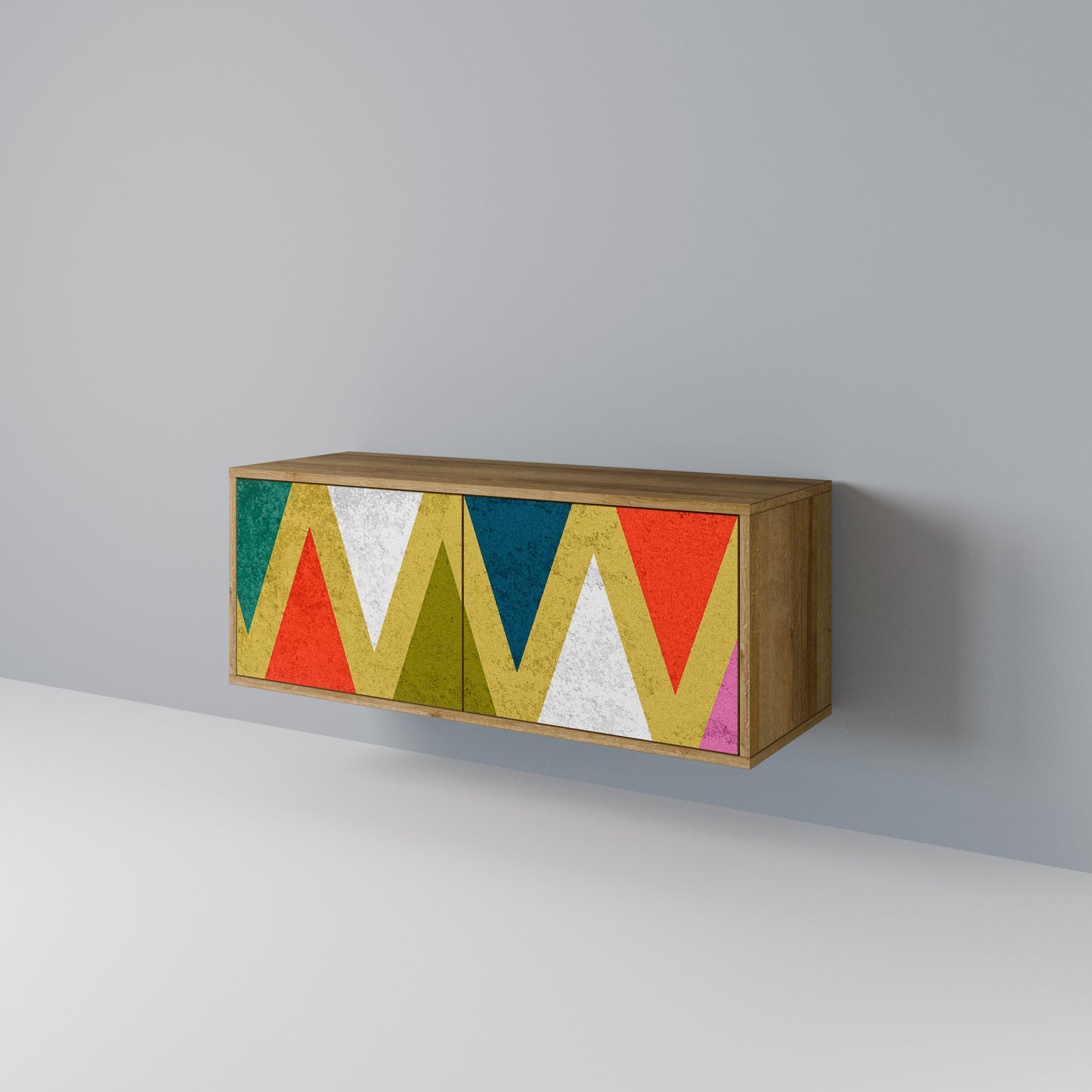 COLORFUL TRIANGLES Kompakt TV-bänk med 2 dörrar