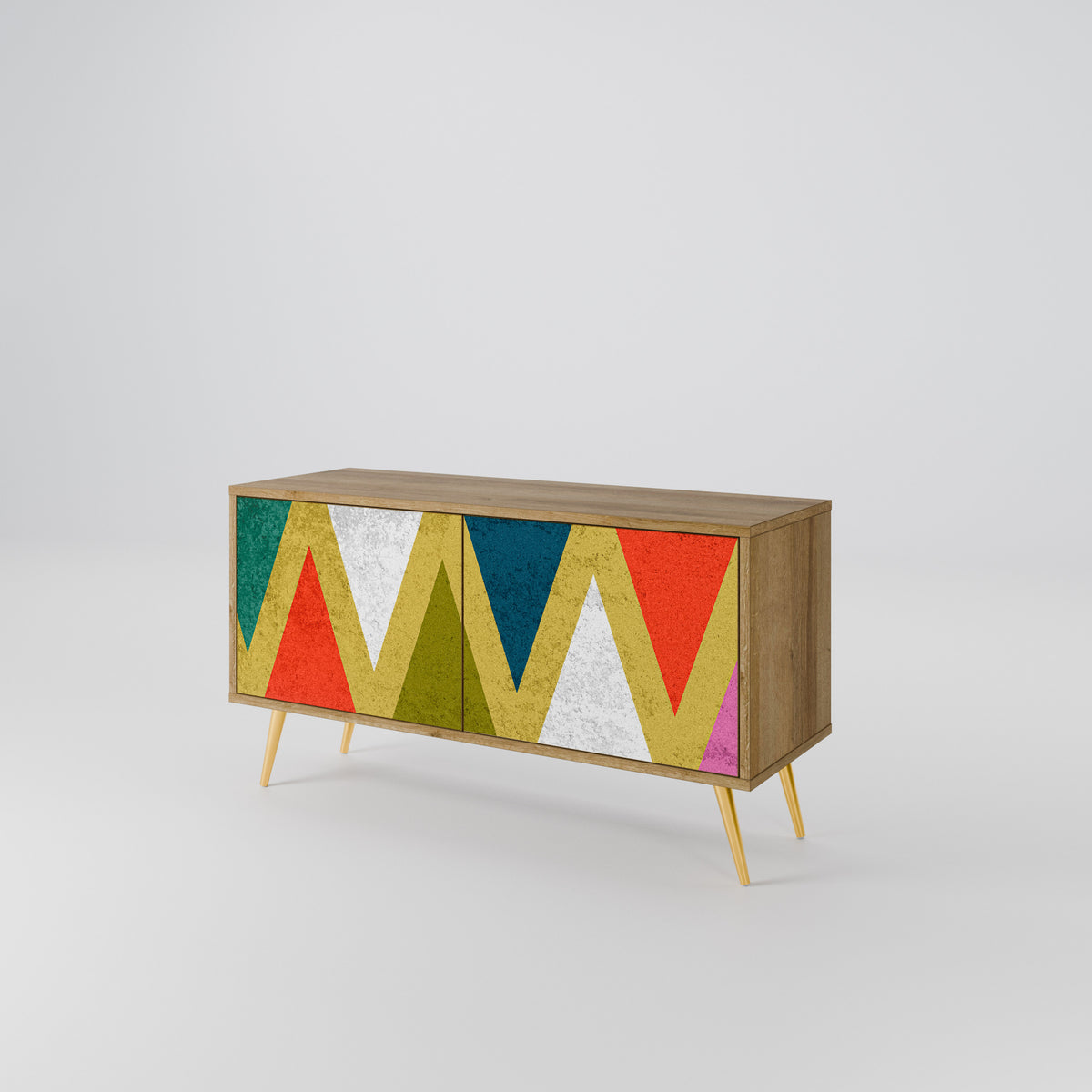 COLORFUL TRIANGLES Kompakt TV-bänk med 2 dörrar