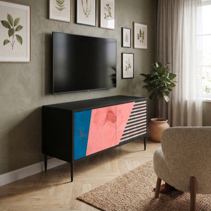 GLAMOROUS STRIPE Kompakt TV-bänk med 2 dörrar