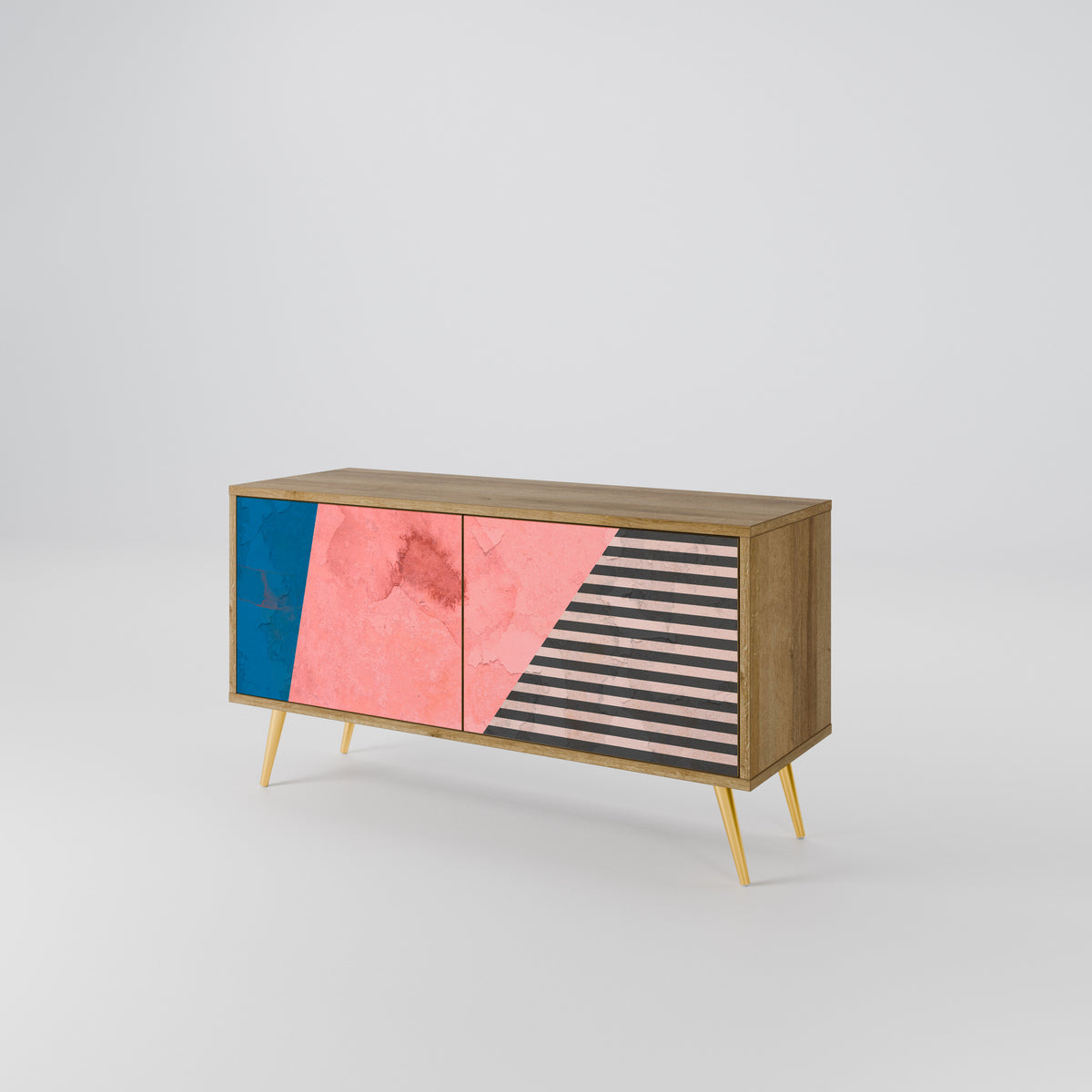 GLAMOROUS STRIPE Kompakt TV-bänk med 2 dörrar