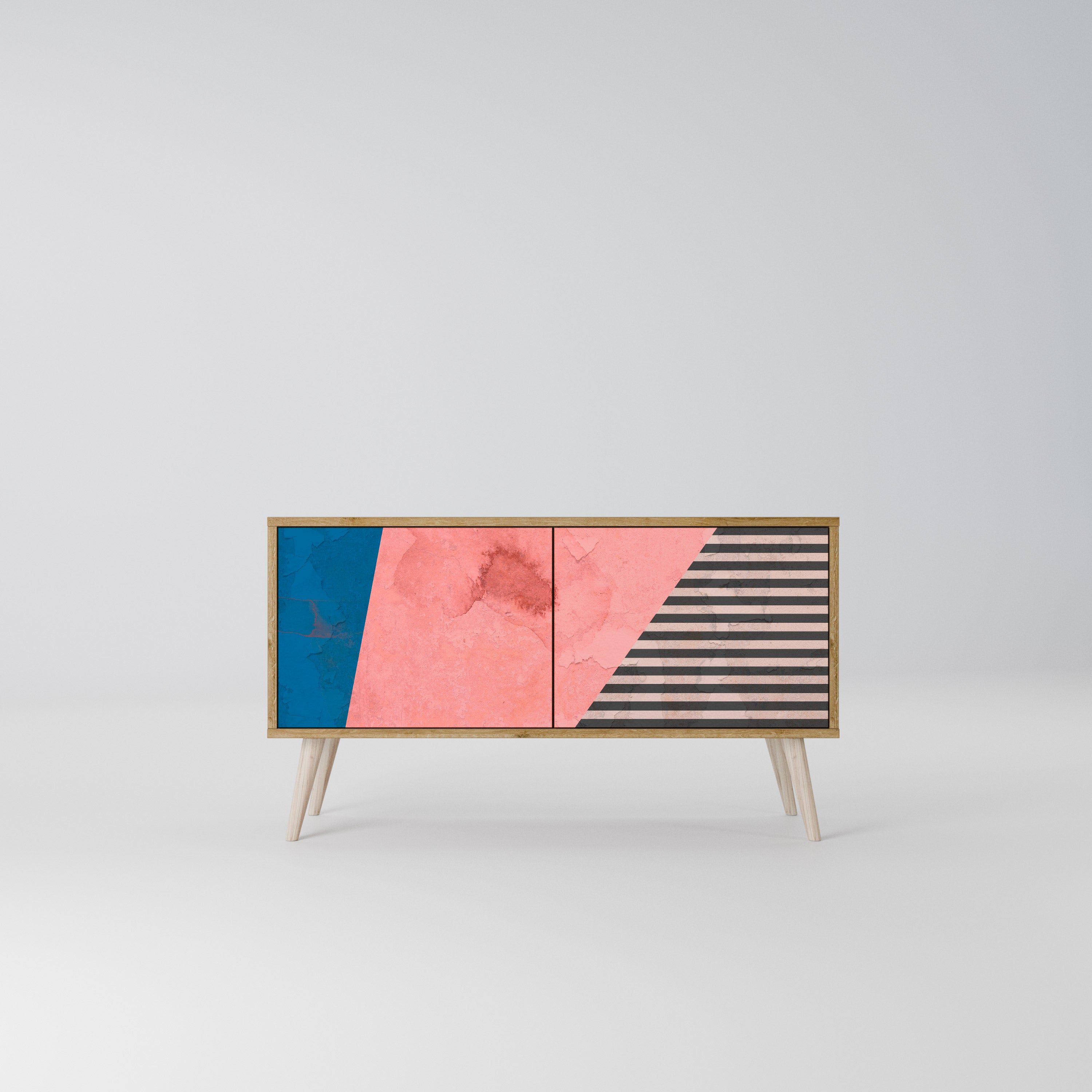 GLAMOROUS STRIPE Kompakt TV-bänk med 2 dörrar