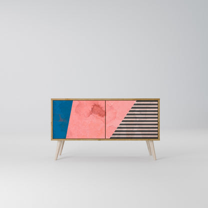 GLAMOROUS STRIPE Kompakt TV-bänk med 2 dörrar