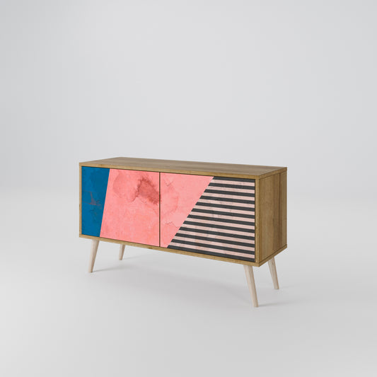 GLAMOROUS STRIPE Kompakt TV-bänk med 2 dörrar