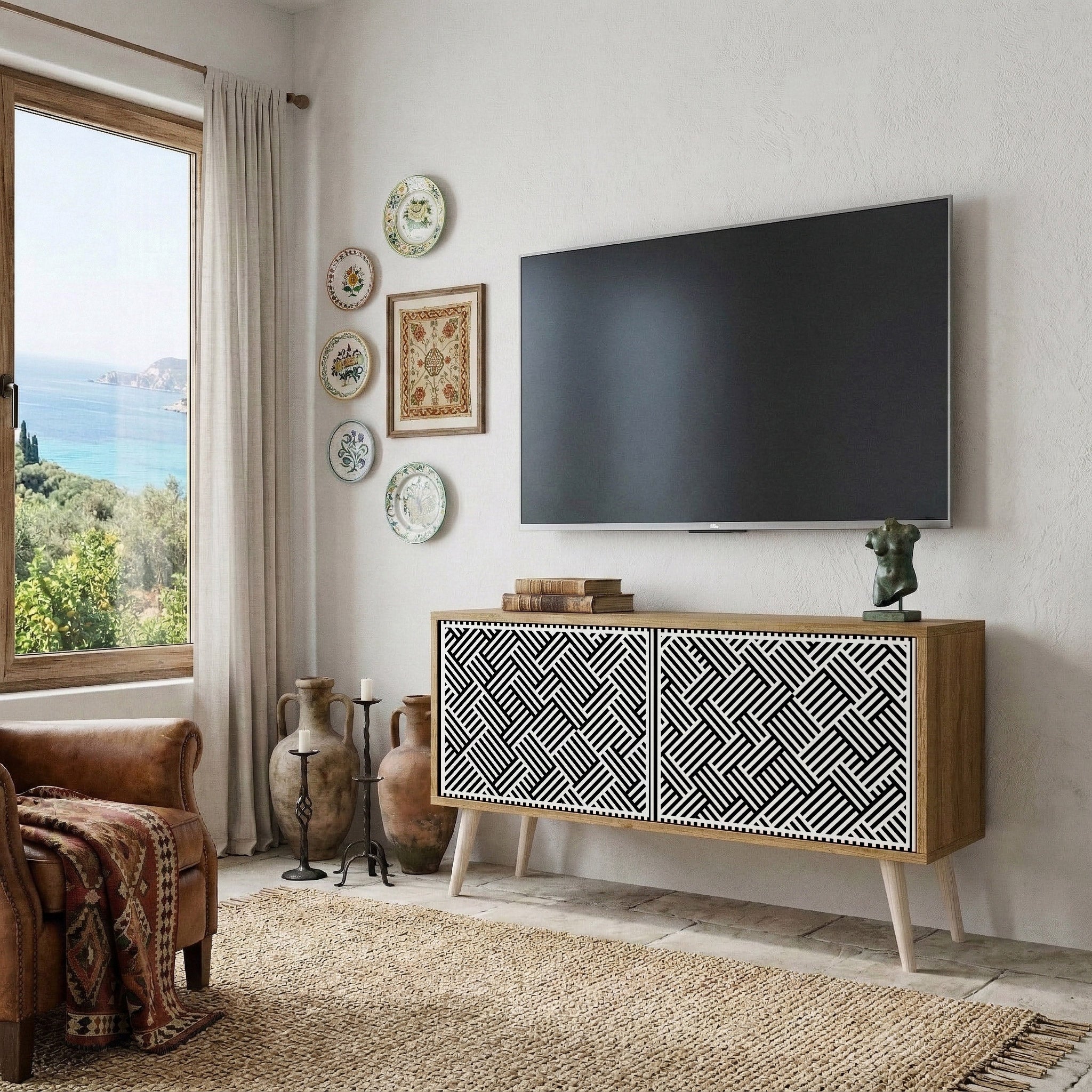 TEMPORARY SEQUENCE Kompakt TV-bänk med 2 dörrar