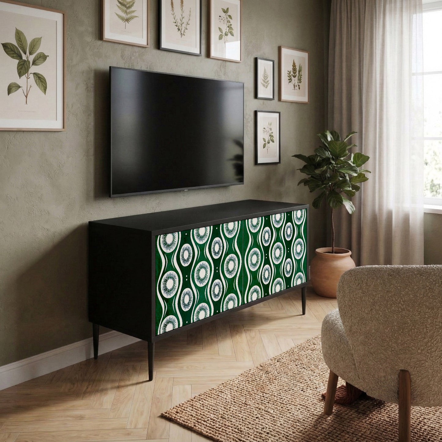 GREEN EYES Kompakt TV-bänk med 2 dörrar