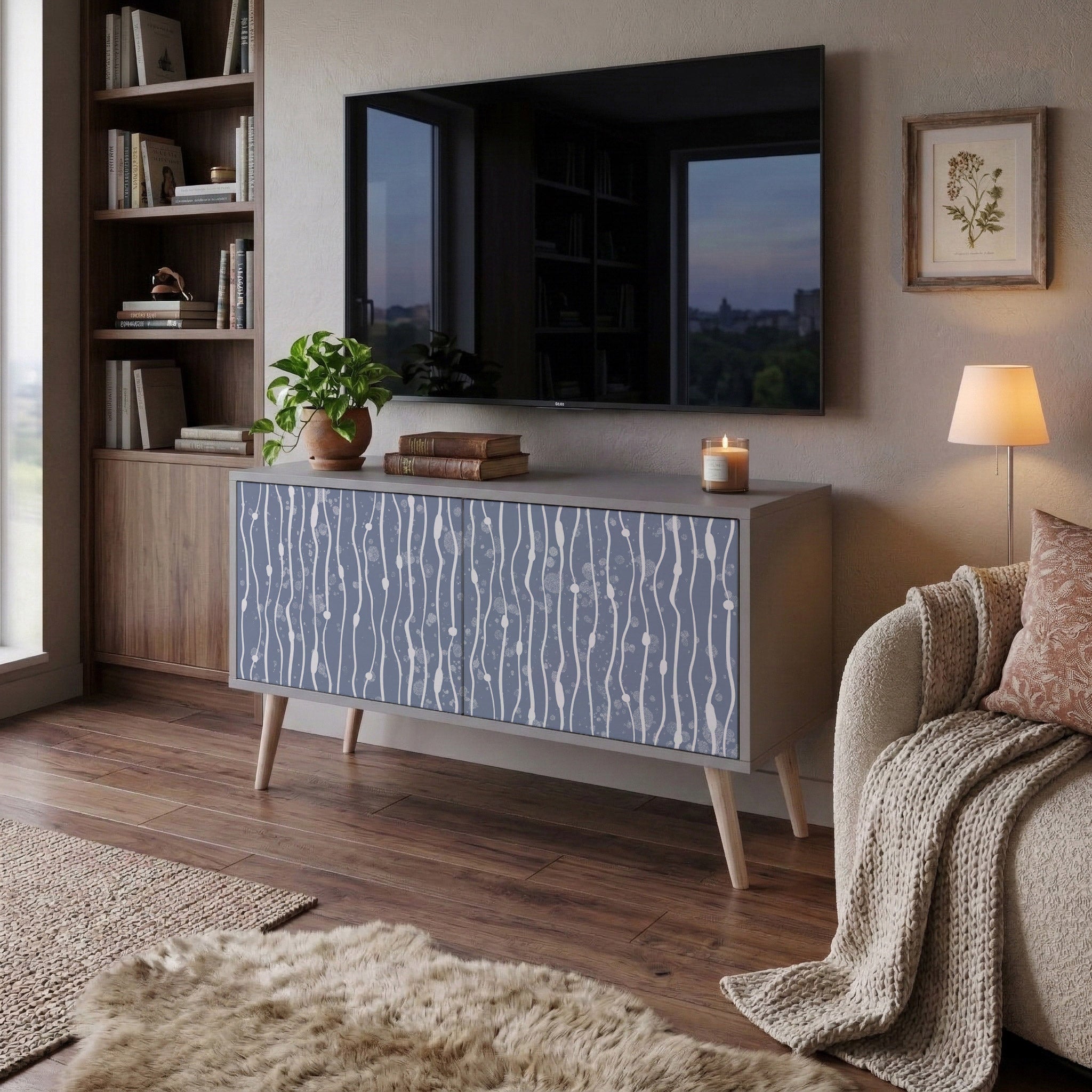 GRAPHITE RAIN Kompakt TV-bänk med 2 dörrar