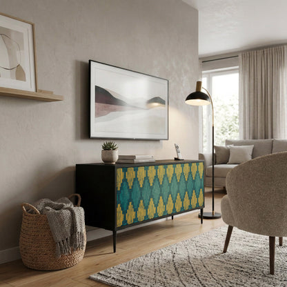 POLYGONS Kompakt TV-bänk med 2 dörrar