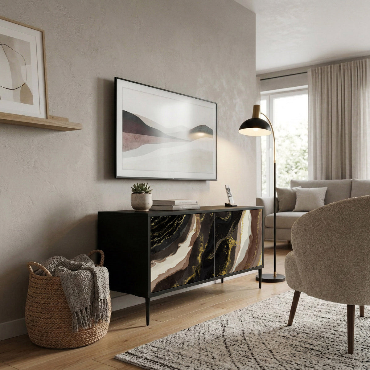 GOLD DUST Kompakt TV-bänk med 2 dörrar