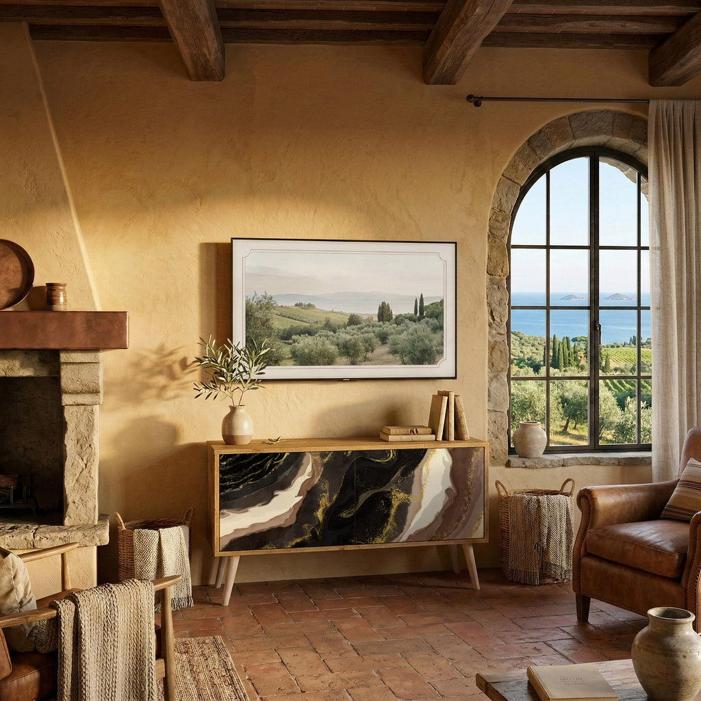 GOLD DUST Kompakt TV-bänk med 2 dörrar