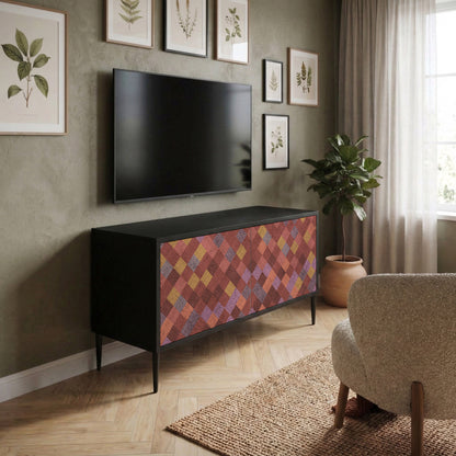 PAINTED SQUARES Kompakt TV-bänk med 2 dörrar