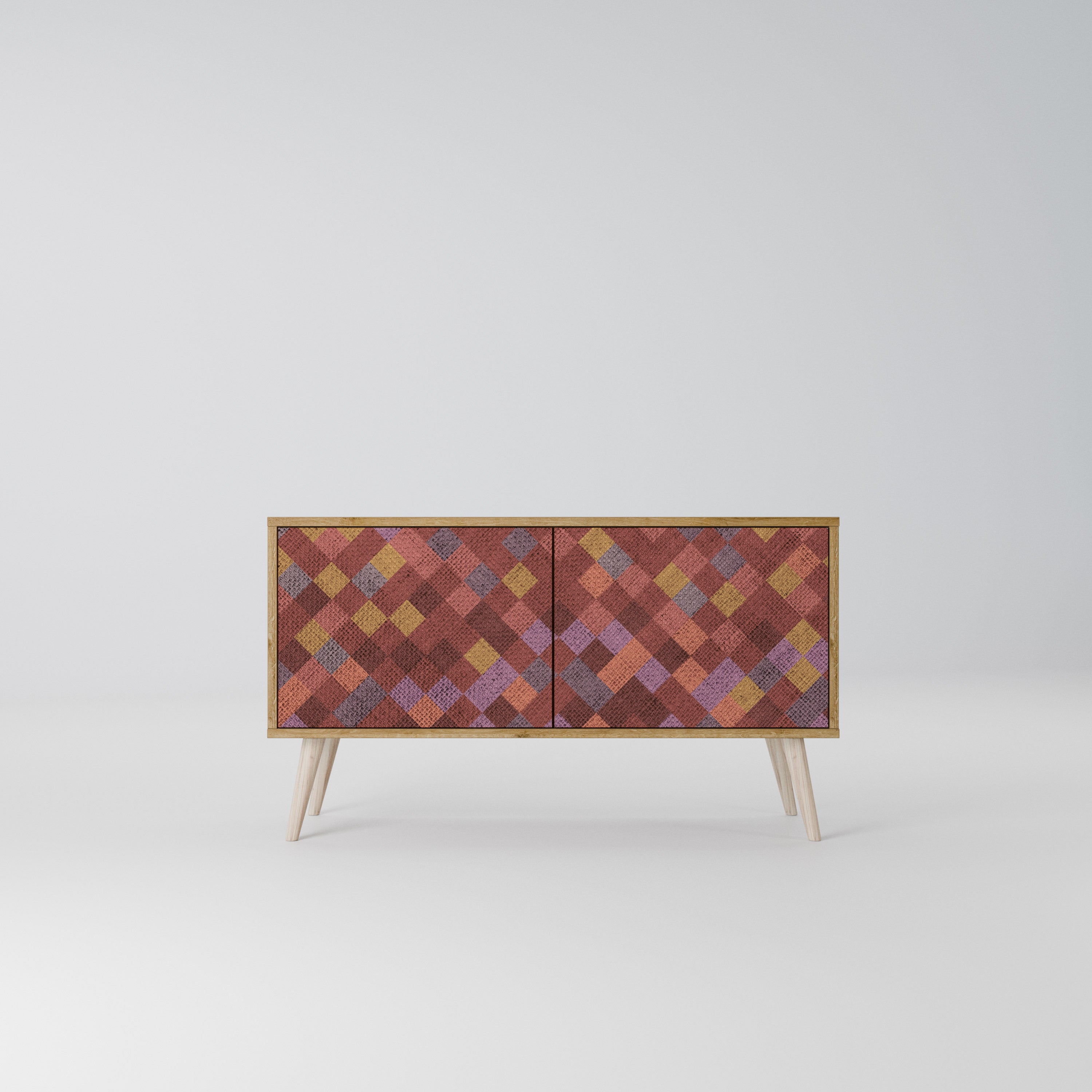 PAINTED SQUARES Kompakt TV-bänk med 2 dörrar