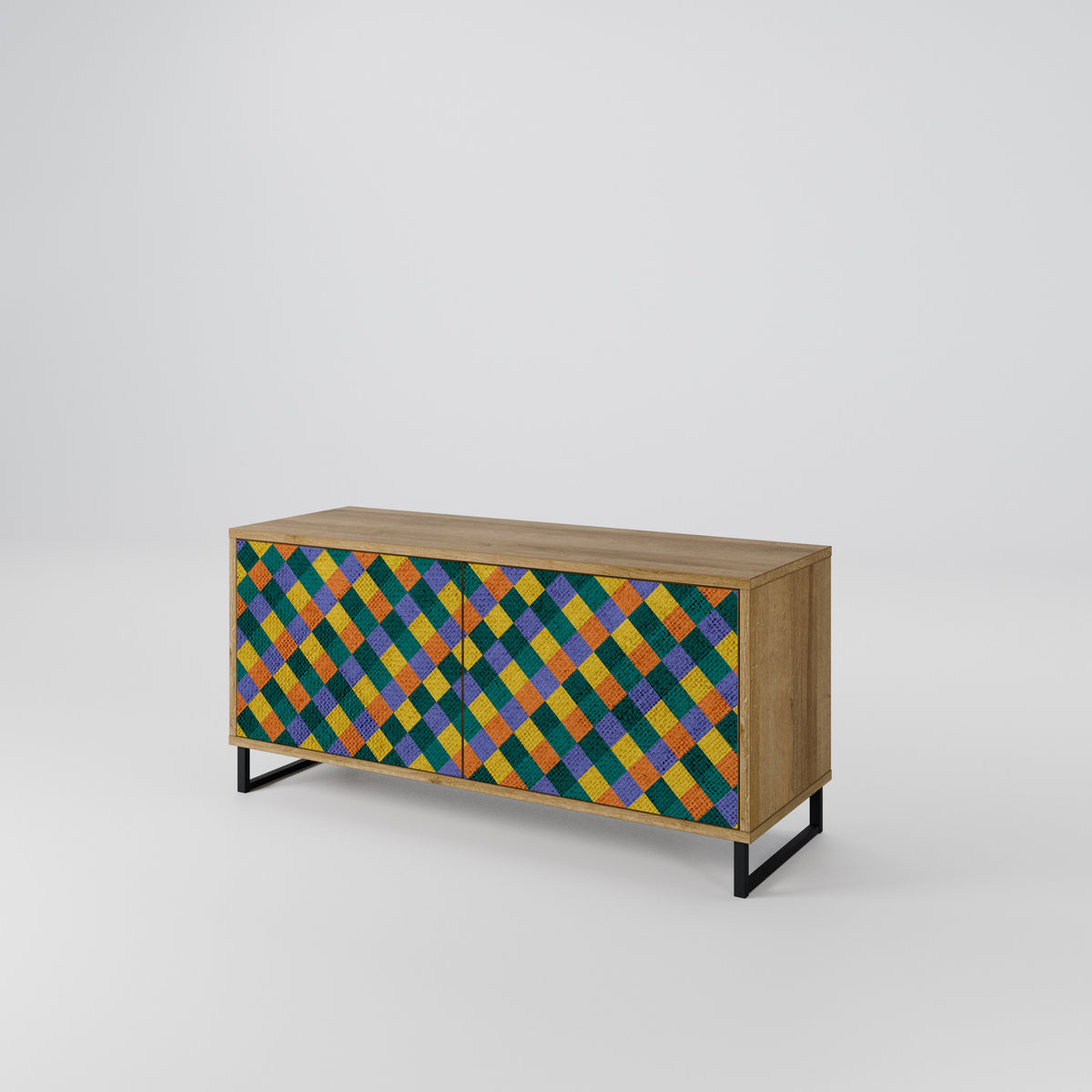 PAINTED SQUARES MIX Kompakt TV-bänk med 2 dörrar