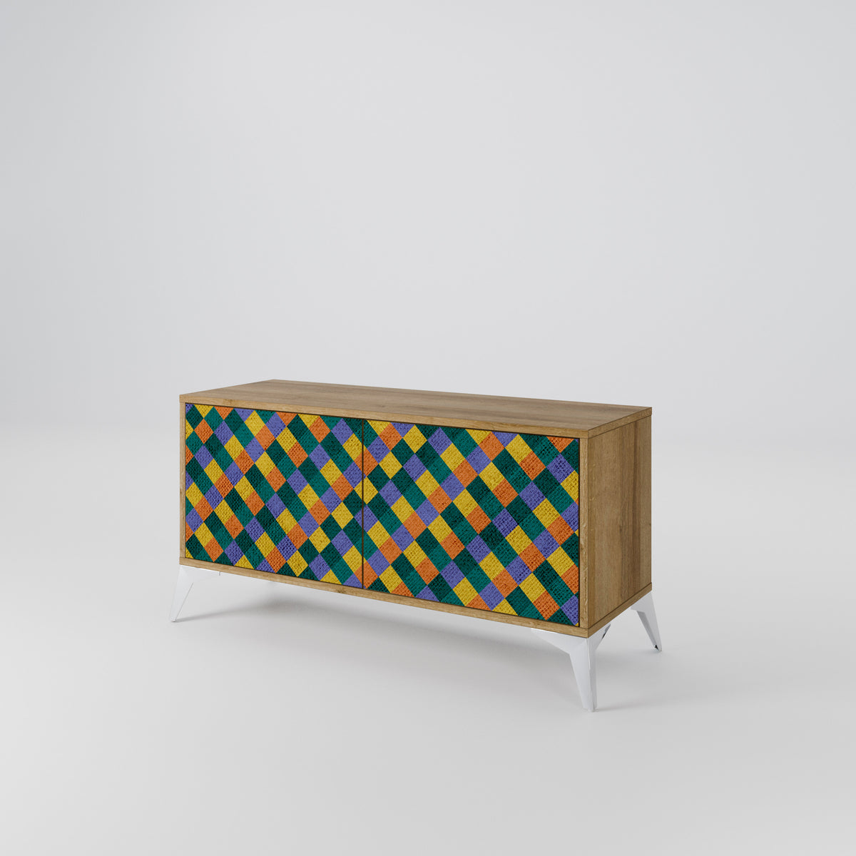 PAINTED SQUARES MIX Kompakt TV-bänk med 2 dörrar