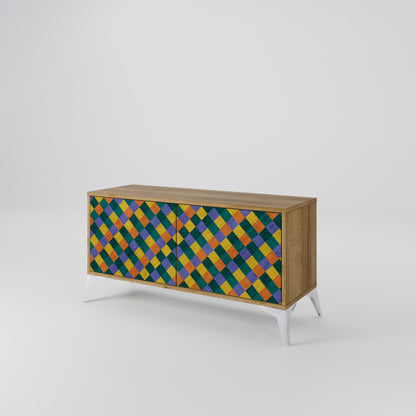 PAINTED SQUARES MIX Kompakt TV-bänk med 2 dörrar