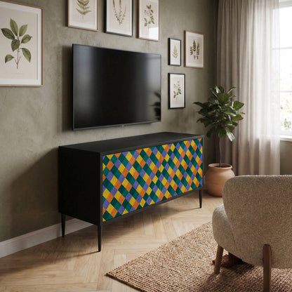 PAINTED SQUARES MIX Kompakt TV-bänk med 2 dörrar