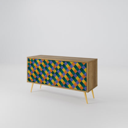 PAINTED SQUARES MIX Kompakt TV-bänk med 2 dörrar