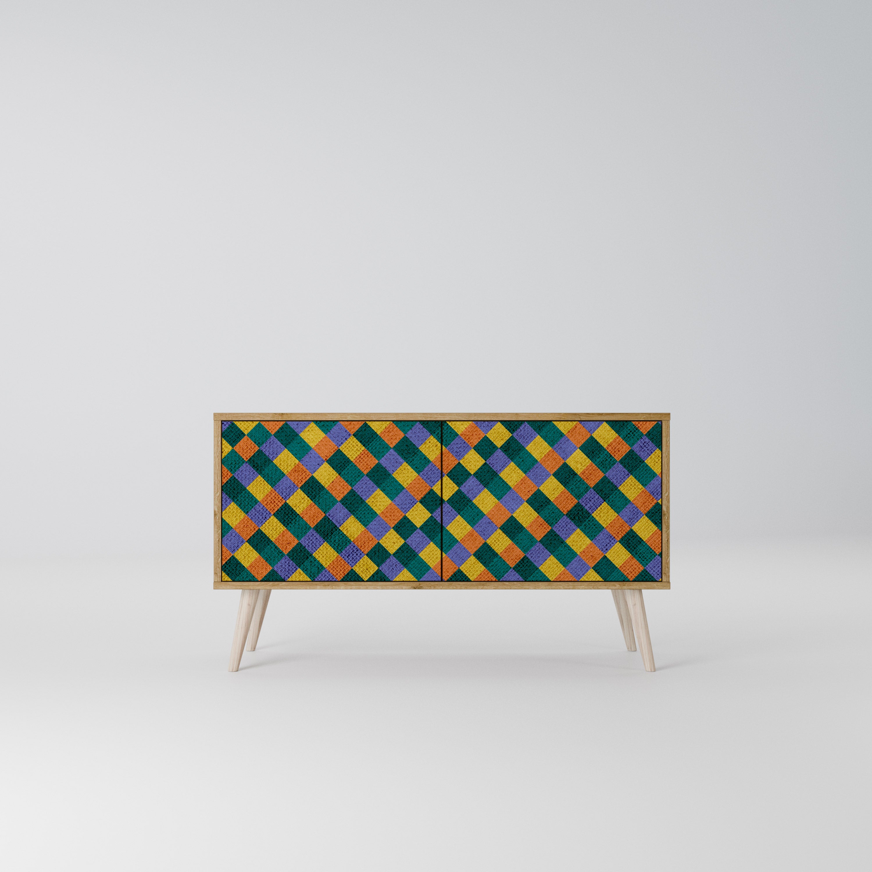 PAINTED SQUARES MIX Kompakt TV-bänk med 2 dörrar