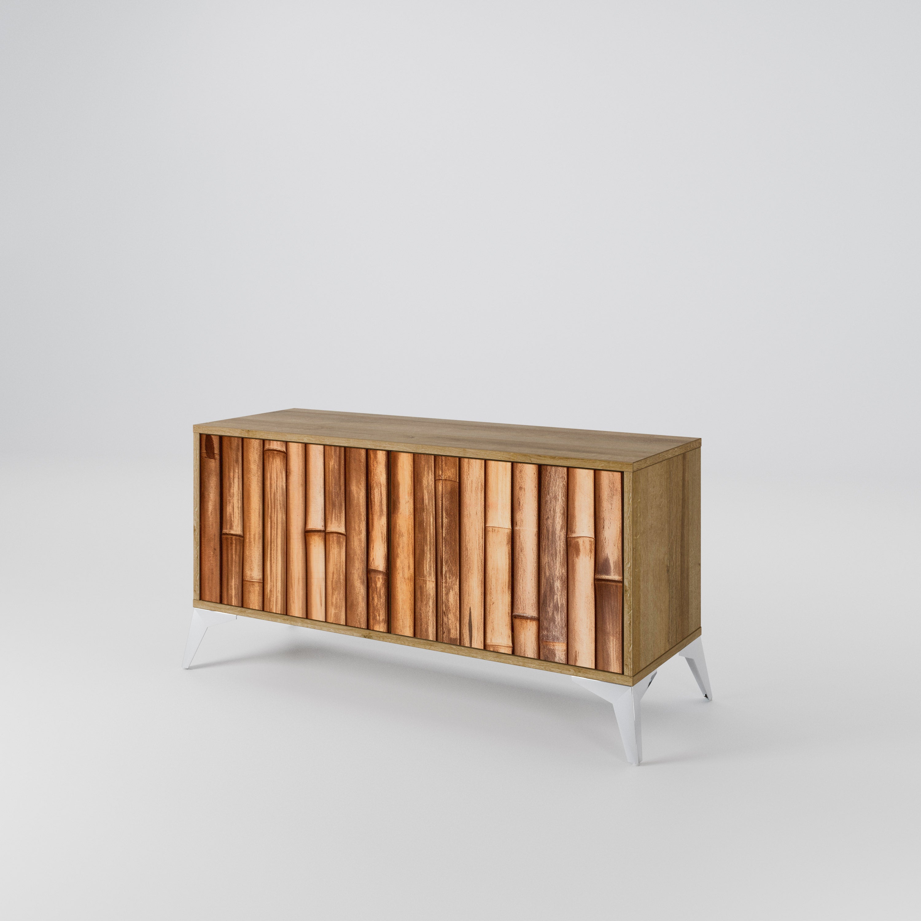 NATURAL WOOD Compact 2-Door TV Cabinet