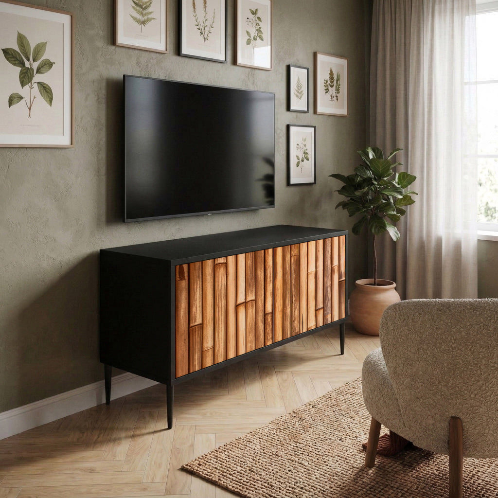 NATURAL WOOD Kompakt TV-bänk med 2 dörrar