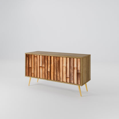 NATURAL WOOD Compact 2-Door TV Cabinet