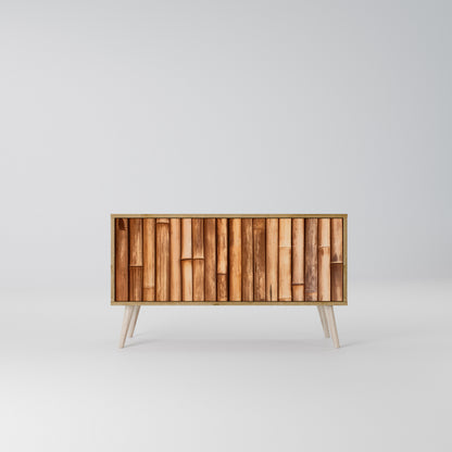NATURAL WOOD Compact 2-Door TV Cabinet