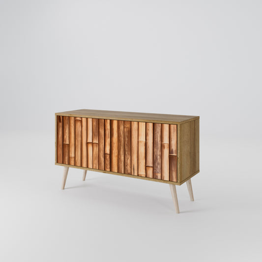 NATURAL WOOD Kompakt TV-bänk med 2 dörrar