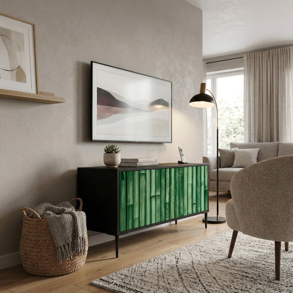 NATURAL GREEN Kompakt TV-bänk med 2 dörrar