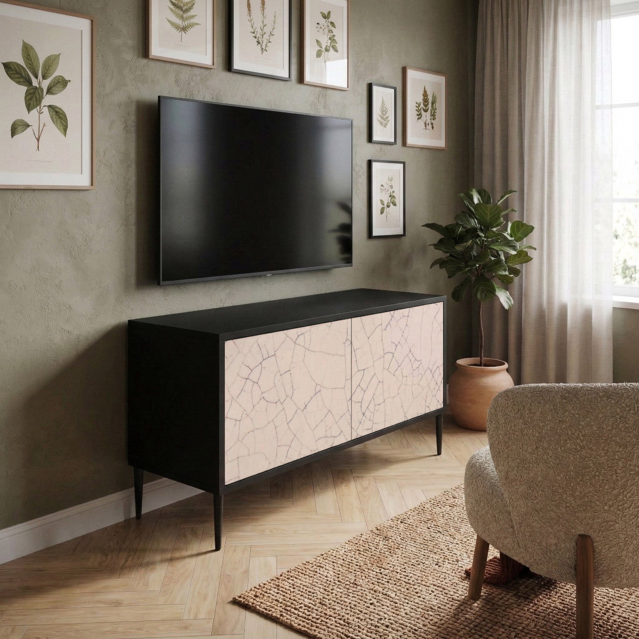 CERAMIC TEXTURE Compact 2-Door TV Cabinet