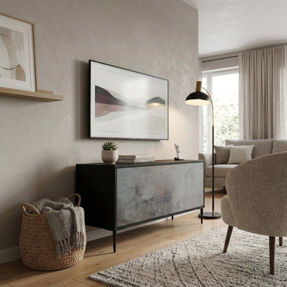 CONCRETE WALL Kompakt TV-bänk med 2 dörrar