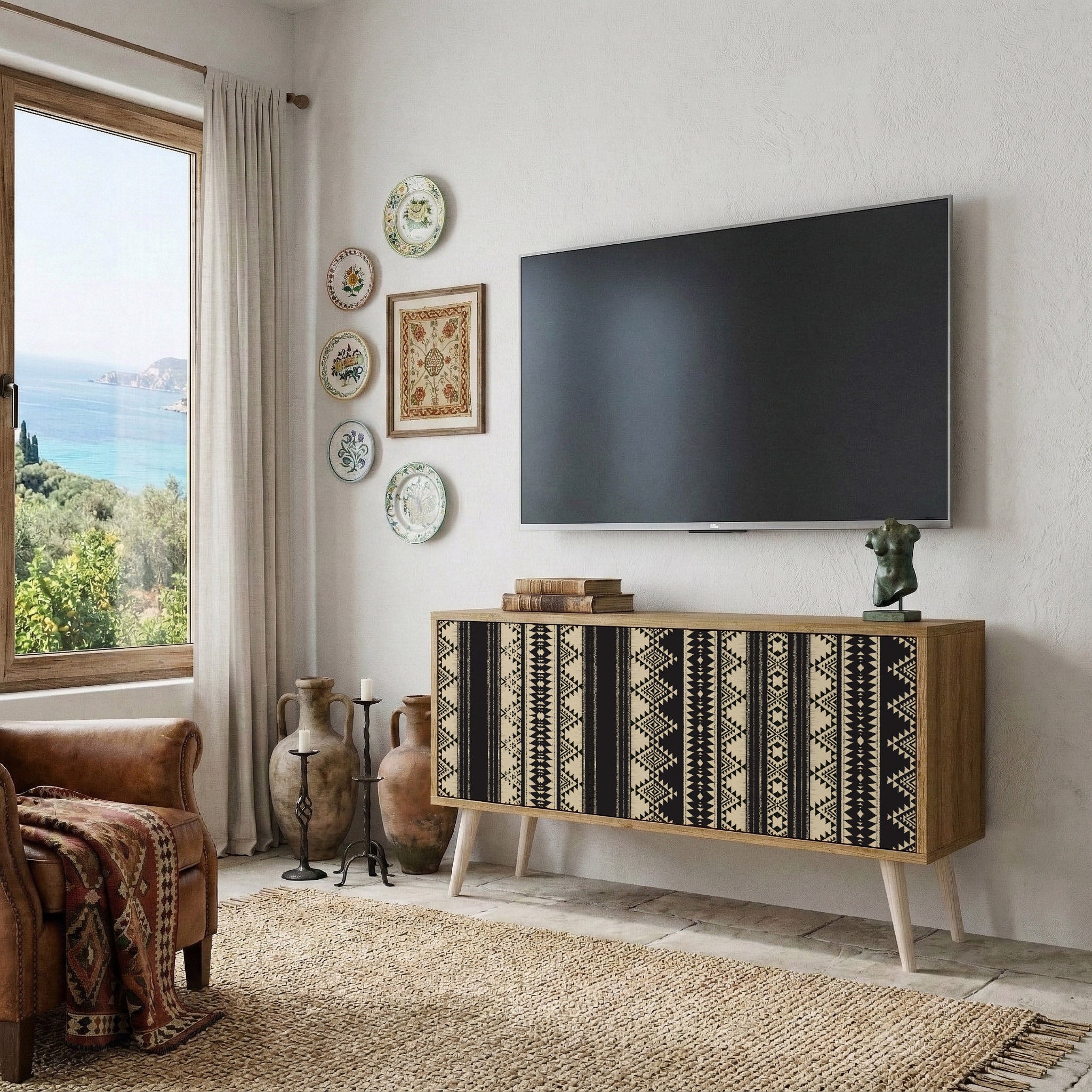 AZTEC Kompakt TV-bänk med 2 dörrar