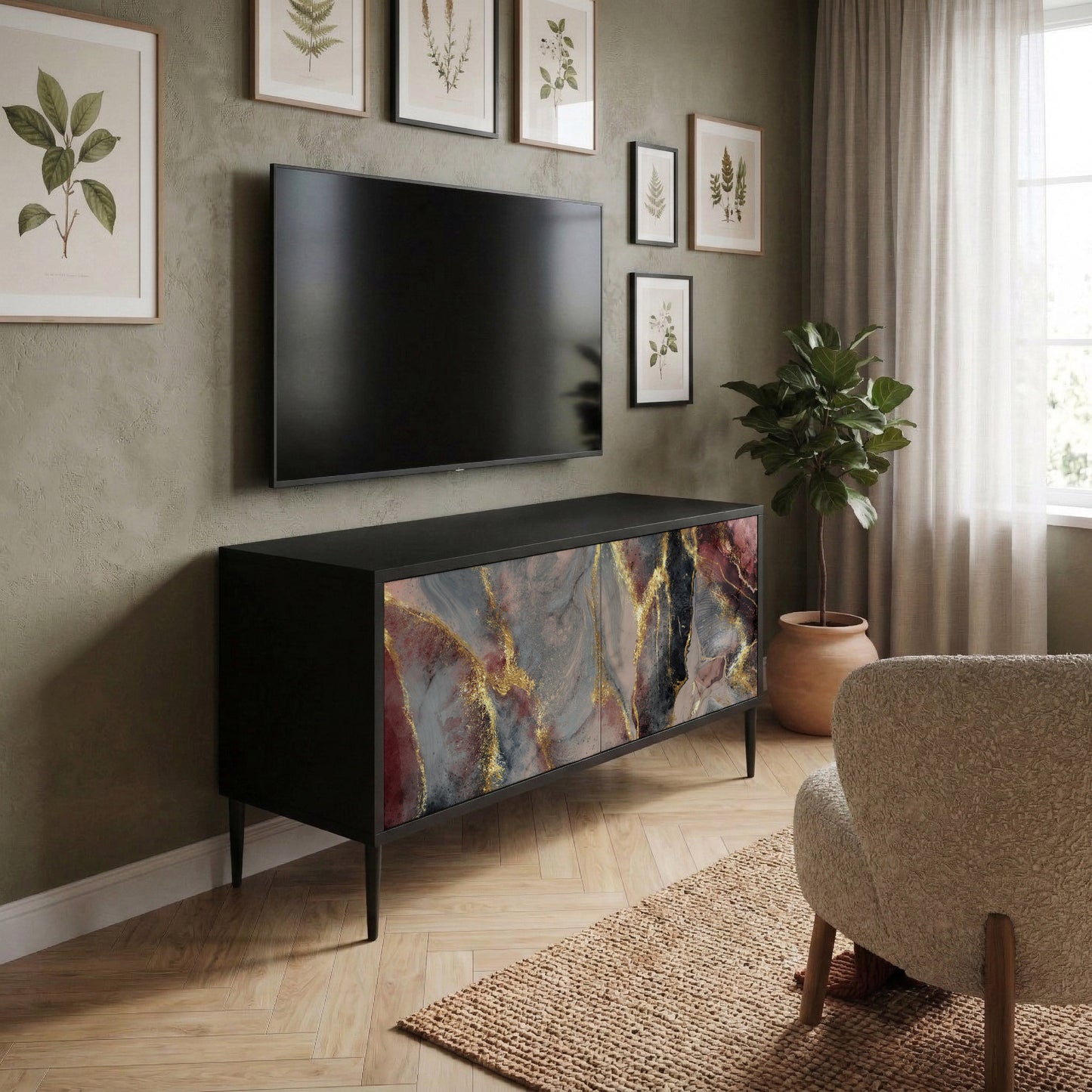 GOLDEN TIDES Kompakt TV-bänk med 2 dörrar