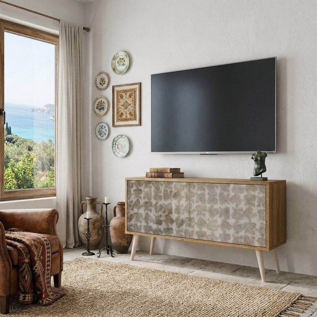 SLIGHTLY BLURRED Kompakt TV-bänk med 2 dörrar