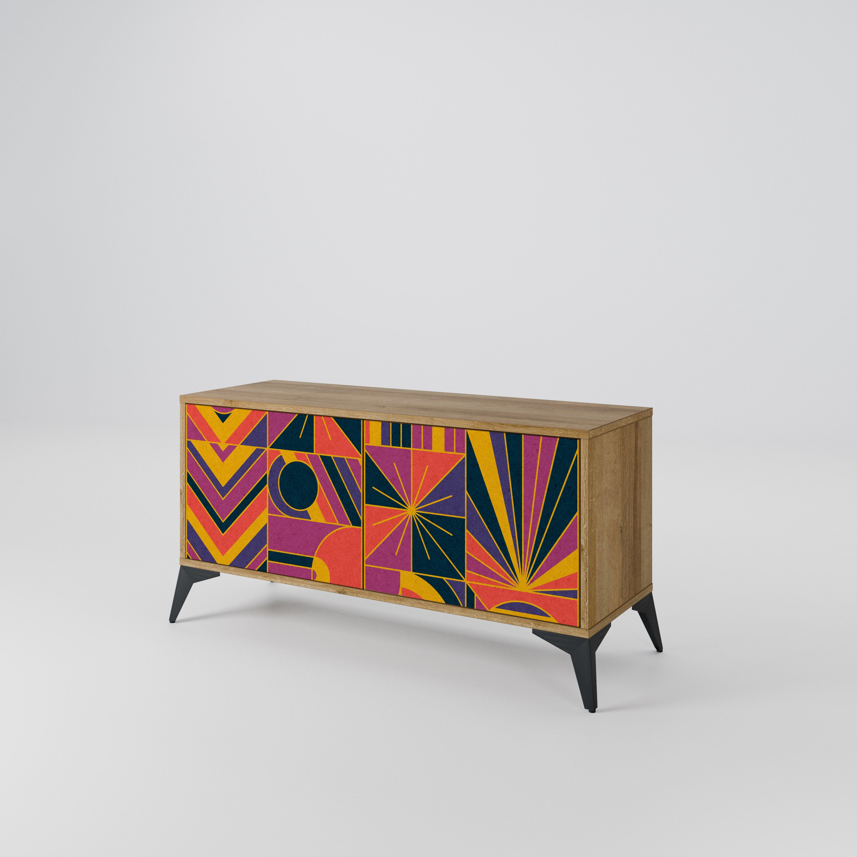 ELECTRIC PATTERNS Compact 2-Door TV Cabinet