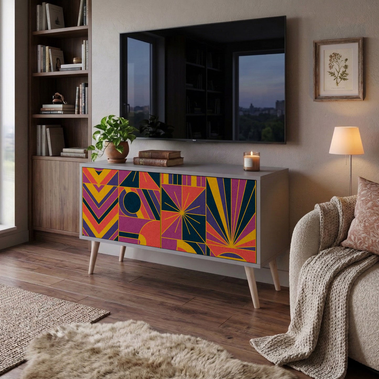 ELECTRIC PATTERNS Kompakt TV-bänk med 2 dörrar
