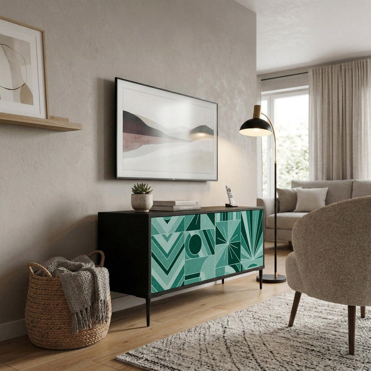 HARMONIC GRID Kompakt TV-bänk med 2 dörrar