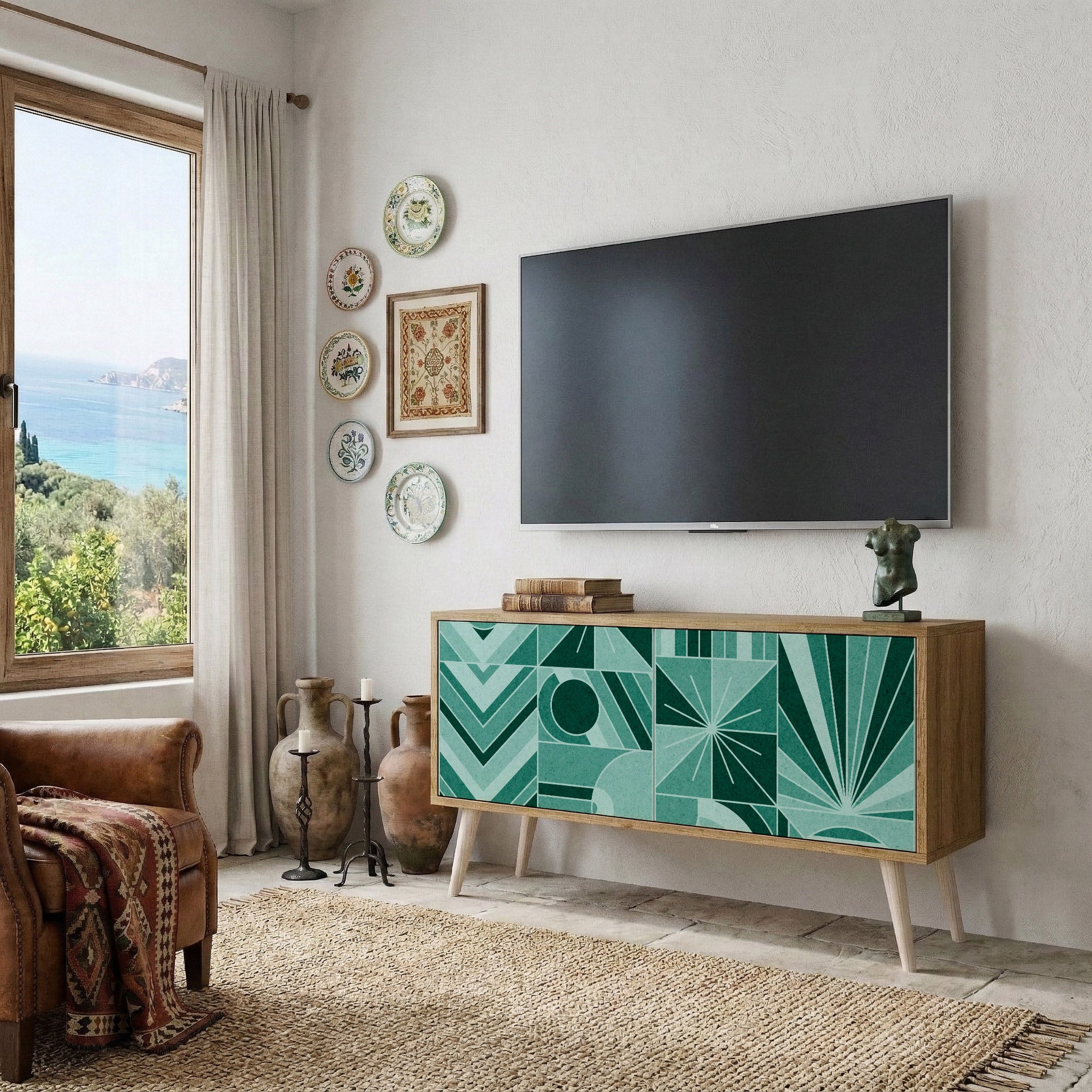 HARMONIC GRID Kompakt TV-bänk med 2 dörrar