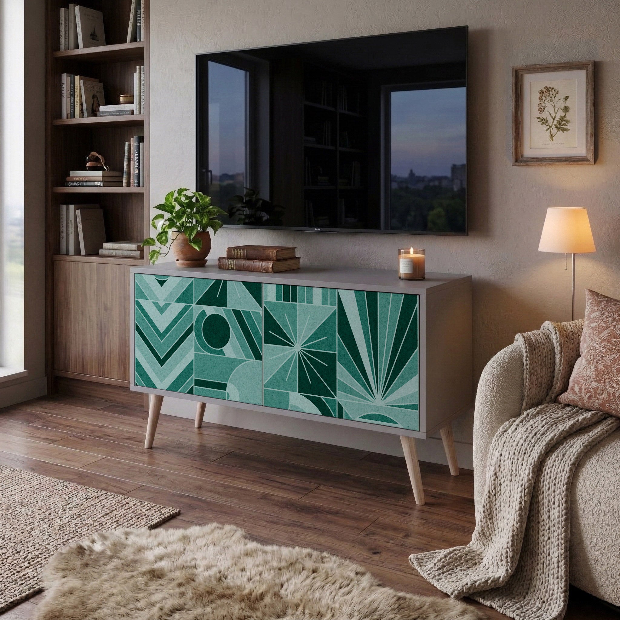 HARMONIC GRID Kompakt TV-bänk med 2 dörrar