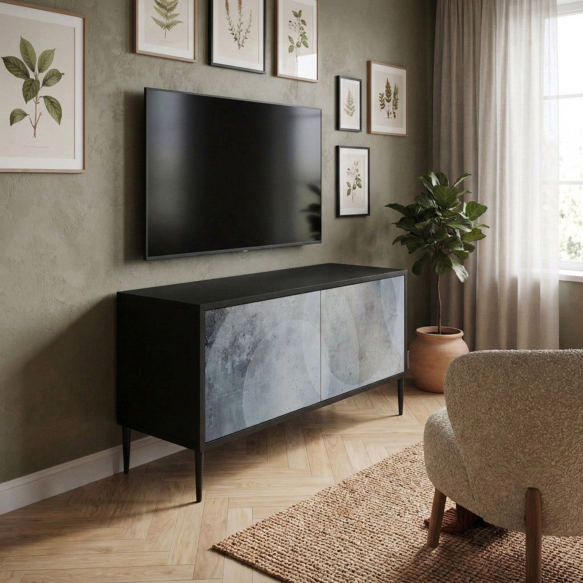 MUTED ARC Kompakt TV-bänk med 2 dörrar